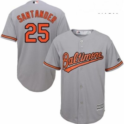 Mens Majestic Baltimore Orioles 25 Anthony Santander Replica Grey Road Cool Base MLB Jersey