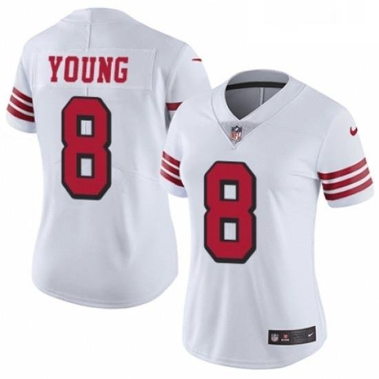 Womens Nike San Francisco 49ers 8 Steve Young Limited White Rush Vapor Untouchable NFL Jersey