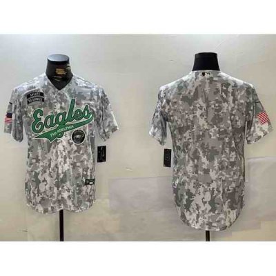 Men Philadelphia Eagles big logo 2024 F U S E Arctic Camo Salute To Service Limited Stitched Jersey 16