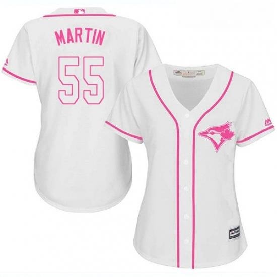 Womens Majestic Toronto Blue Jays 55 Russell Martin Replica White Fashion Cool Base MLB Jersey