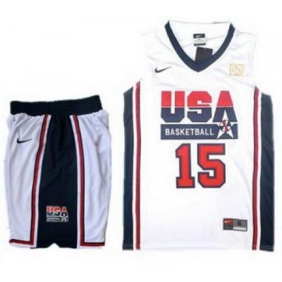 USA Basketball Retro 1992 Olympic Dream Team White Jersey & Shorts Suit #15 Carmelo Anthony