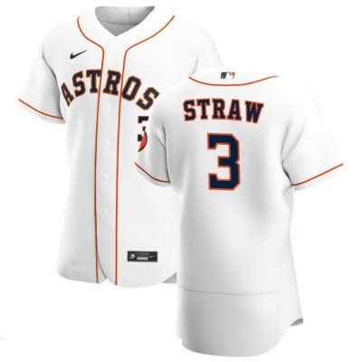 Men Houston Astros 3 Myles StraW Men Nike White Home 2020 Flex Base Player MLB Jersey