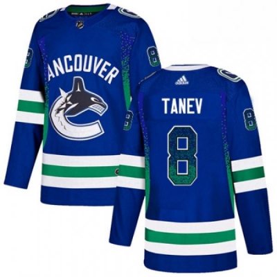 Mens Adidas Vancouver Canucks 8 Christopher Tanev Authentic Blue Drift Fashion NHL Jersey