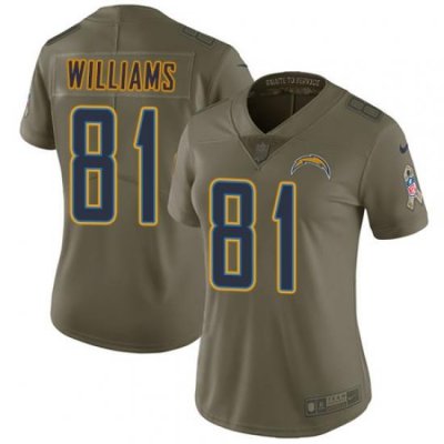 Womens Nike Chargers #81 Mike Williams Olive  Stitched NFL Limited 2017 Salute to Service Jersey