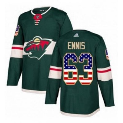 Mens Adidas Minnesota Wild 63 Tyler Ennis Authentic Green USA Flag Fashion NHL Jersey