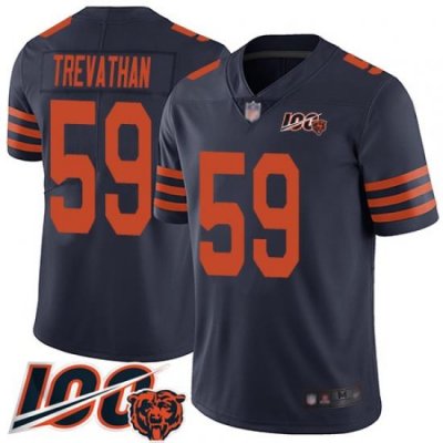 Men Chicago Bears 59 Danny Trevathan Limited Navy Blue Rush Vapor Untouchable 100th Season Football Jersey