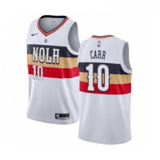 Mens Nike New Orleans Pelicans 10 Tony Carr White Swingman Jersey Earned Edition