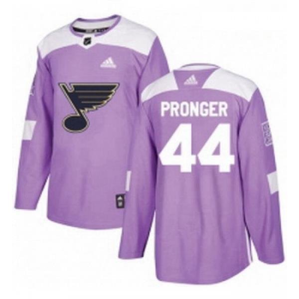 Youth Adidas St Louis Blues 44 Chris Pronger Authentic Purple Fights Cancer Practice NHL Jersey