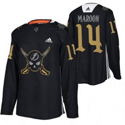 Men Tampa Bay Lightning 14 Pat Maroon Black Gasparilla Inspired Pirate Themed Warmup Stitched jersey