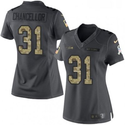 Womens Nike Seattle SeahaWks 31 Kam Chancellor Limited Black 2016 Salute to Service NFL Jersey