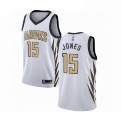 Mens Atlanta Hawks 15 Damian Jones Authentic White Basketball Jersey City Edition