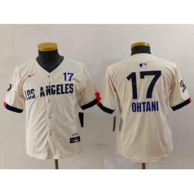 Youth Los Angeles Dodgers 17 Shohei Ohtani Cream Stitched Baseball Jersey 5