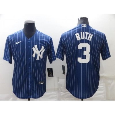 Men NeW York Yankees 3 Babe Ruth Navy Cool Base Stitched Jerse