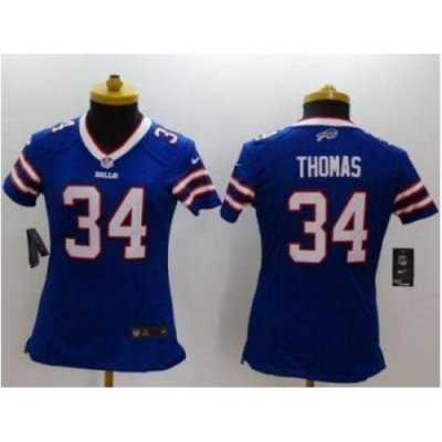 Women's Nike Bills 34 Thurman Thomas Royal Blue Team Color Stitched NFL Limited Jersey