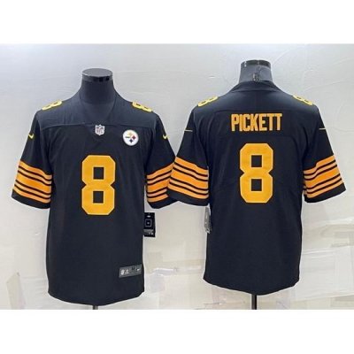 Men Pittsburgh Steelers 8 Kenny Pickett Black Color Rush Stitched Jersey