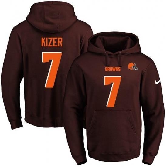 NFL Mens Nike Cleveland Browns 7 DeShone Kizer Brown Name Number Pullover Hoodie