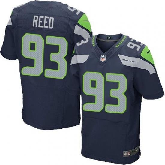 Nike Seahawks #93 Jarran Reed Steel Blue Team Color Mens Stitched NFL Elite Jersey