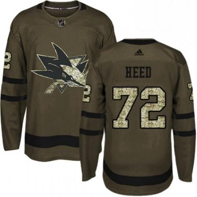 Mens Adidas San Jose Sharks 72 Tim Heed Premier Green Salute to Service NHL Jersey