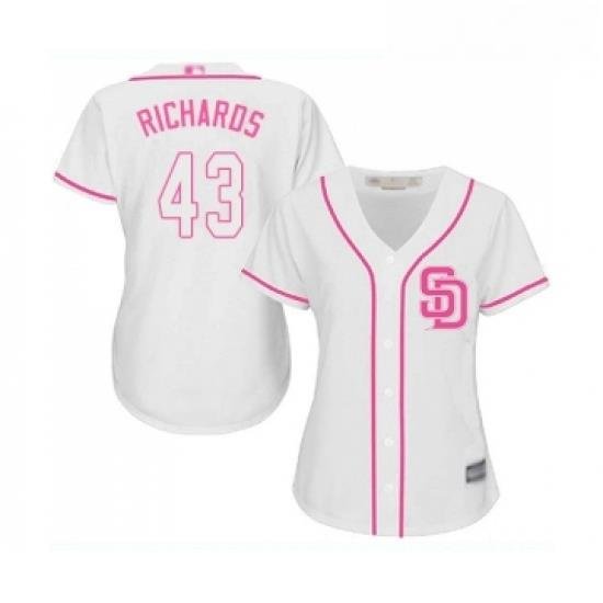 Womens San Diego Padres 43 Garrett Richards Replica White Fashion Cool Base Baseball Jersey