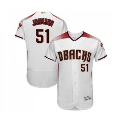 Men Arizona Diamondbacks 51 Randy Johnson White Home Authentic Collection Flex Base Baseball Jersey