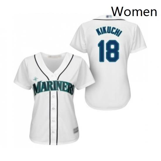 Womens Seattle Mariners 18 Yusei Kikuchi Replica White Home Cool Base Baseball Jersey