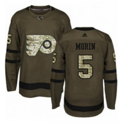 Mens Adidas Philadelphia Flyers 5 Samuel Morin Premier Green Salute to Service NHL Jersey