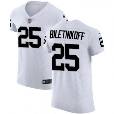 Mens Nike Oakland Raiders 25 Fred Biletnikoff White Vapor Untouchable Elite Player NFL Jersey