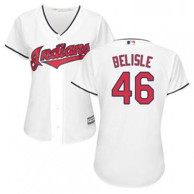 Womens Majestic Cleveland Indians 46 Matt Belisle Authentic White Home Cool Base MLB Jersey