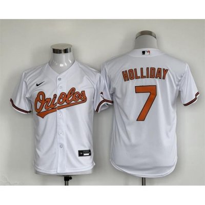 Youth Baltimore Orioles 7 Jackson Holliday White Stitched Baseball Jersey