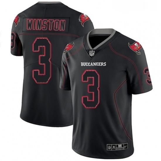 Mens Nike Tampa Bay Buccaneers 3 Jameis Winston Limited Lights Out Black Rush NFL Jersey