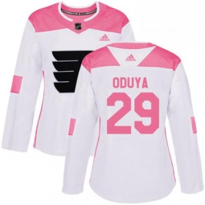 Womens Adidas Philadelphia Flyers 29 Johnny Oduya Authentic White Pink Fashion NHL Jersey