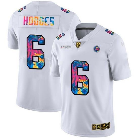 Pittsburgh Steelers 6 Devlin Hodges Men White Nike Multi Color 2020 NFL Crucial Catch Limited NFL Jersey