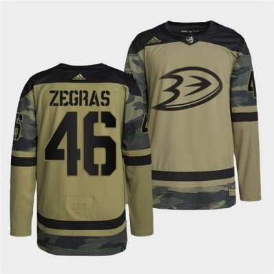 Men Anaheim Ducks 46 Trevor Zegras 2022 Camo Military Appreciation Night Stitched jersey