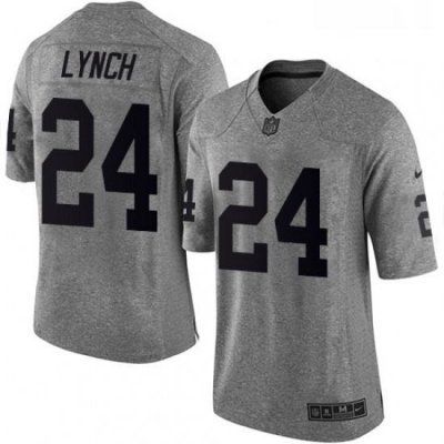 Mens Nike Oakland Raiders 24 Marshawn Lynch Limited Gray Gridiron NFL Jersey