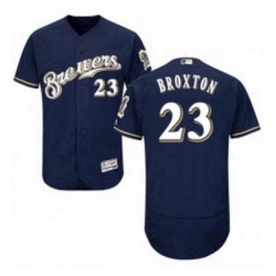 Mens Majestic MilWaukee BreWers 23 Keon Broxton White Alternate Flex Base Authentic Collection MLB Jersey