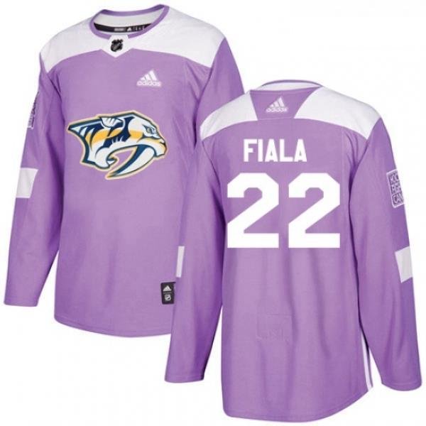 Youth Adidas Nashville Predators 22 Kevin Fiala Authentic Purple Fights Cancer Practice NHL Jersey