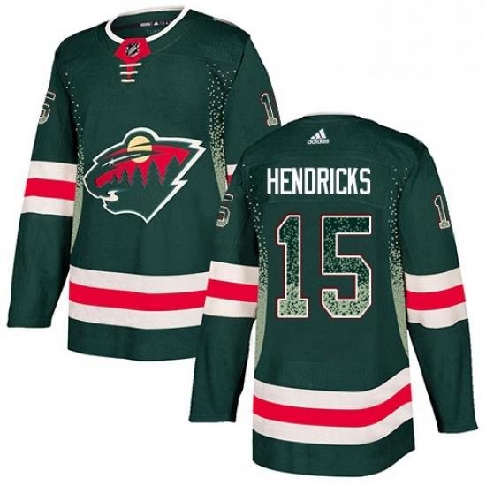 Mens Adidas Minnesota Wild 15 Matt Hendricks Authentic Green Drift Fashion NHL Jersey