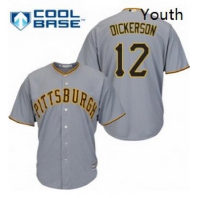 Youth Majestic Pittsburgh Pirates 12 Corey Dickerson Replica Grey Road Cool Base MLB Jersey