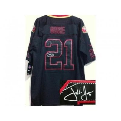 Nike San Francisco 49ers 21 Frank Gore Black Elite Light Out Signed NFL Jersey