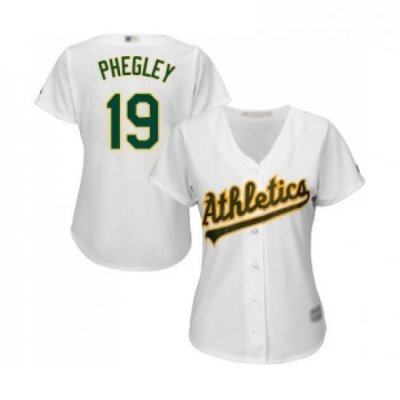 Womens Oakland Athletics 19 Josh Phegley Replica White Home Cool Base Baseball Jersey