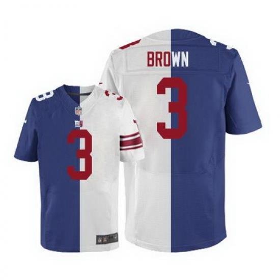 Nike Giants #3 Josh BroWn Royal Blue White Mens Stitched NFL Elite Split Jersey