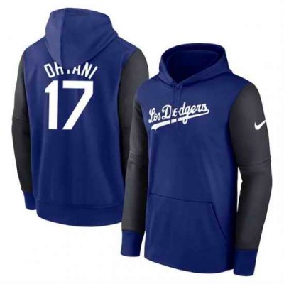 Los Angeles Dodgers 17 Shohei Ohtani Royal Black Name  26 Number Pullover Hoodie