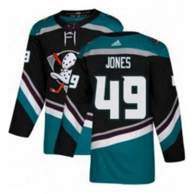 Youth Adidas Anaheim Ducks 49 Max Jones Premier Black Teal Alternate NHL Jersey