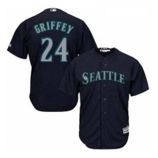 Womens Majestic Seattle Mariners 24 Ken Griffey Replica Navy Blue Alternate 2 Cool Base MLB Jersey