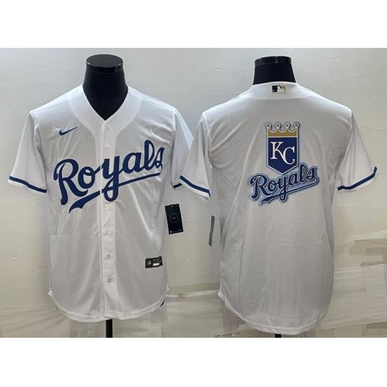 Men Kansas City Royals White Team Big Logo Cool Base Stitched Jersey