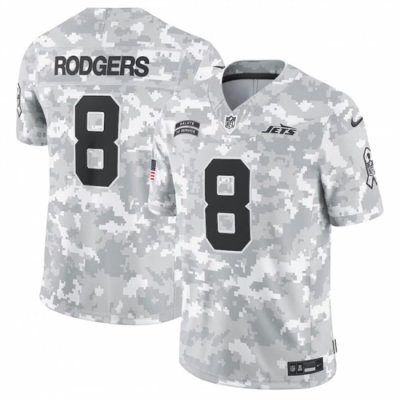 Men New York Jets 8 Aaron Rodgers 2024 Arctic Camo Salute To Service Limited Stitched Football Jersey