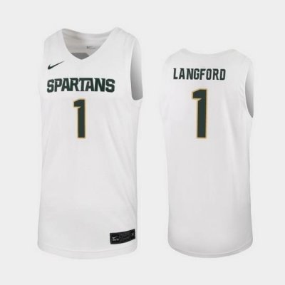 Michigan State Spartans Joshua Langford White Replica Men'S Jersey