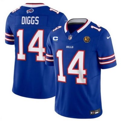 Men Buffalo Bills 14 Stefon Diggs Blue 2023 F U S E  With 3 Star C Ptach And John Madden Patch Vapor Limited Stitched Football Jersey