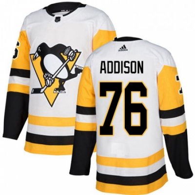 Mens Adidas Pittsburgh Penguins 76 Calen Addison Authentic White Away NHL Jersey