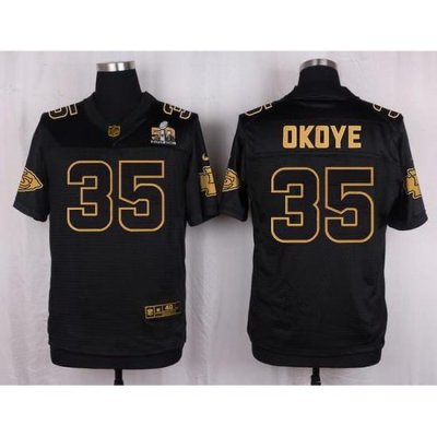 Nike Chiefs #35 Christian Okoye Black Mens Stitched NFL Elite Pro Line Gold Collection Jersey